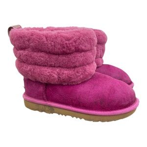 UGG FUCHSIA FLUFF MINI QUILTED SHEEPSKIN BOOTS,  Size KID 13 FITS WOMEN